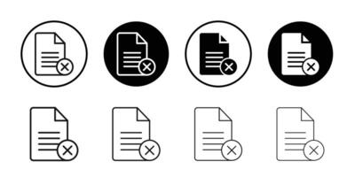 Delete document icon Black and white outline vector