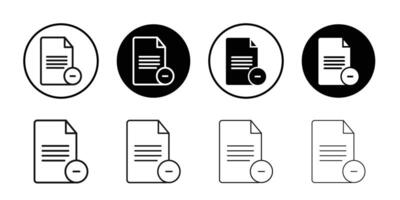Delete Document icon Black and white outline vector