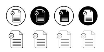 Document accept icon Black and white outline vector