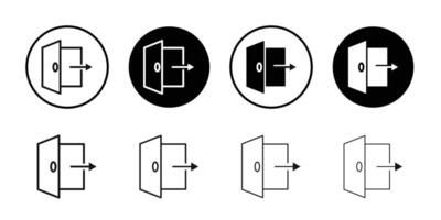 Exit icon Black and white outline vector