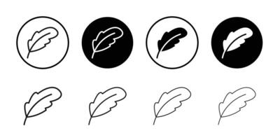 Feather icon Black and white outline vector