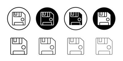 Floppy disk icon Black and white outline vector