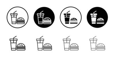 Hamburger soda icon Black and white outline vector