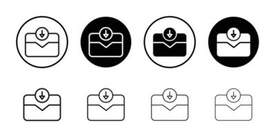 Inbox icon Black and white outline vector