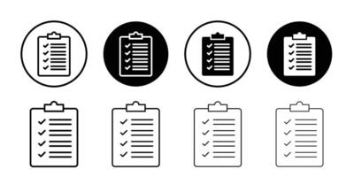 List check icon Black and white outline vector