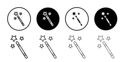 Magic wand icon Black and white outline vector
