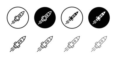 Rocket launch icon Black and white outline vector