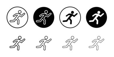 Running icon Black and white outline vector