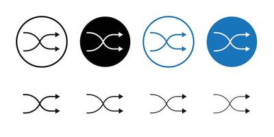 Shuffle icon Black and white outline vector