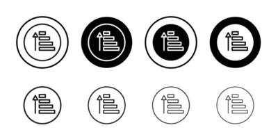 Sort amount up icon Black and white outline vector