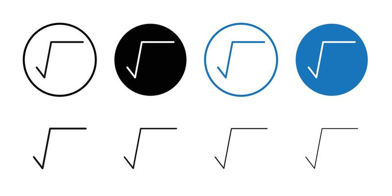 Square root icon Black and white outline