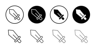 Sword icon Black and white outline vector