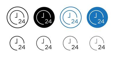 Time twenty four icon Black and white outline vector