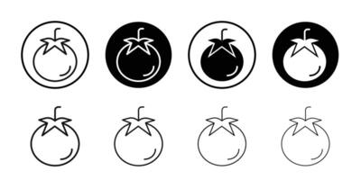 Tomato icon Black and white outline vector