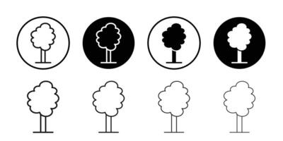 Tree icon Black and white outline vector
