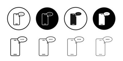 Chatting message on mobile phone icon logo sign set outline vector