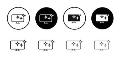 Cleaned computer screen icon logo sign set outline vector