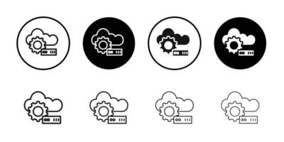 Cloud Data settings icon logo sign set outline vector