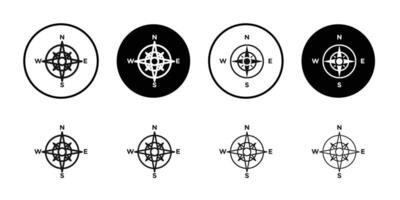compass navigation icon logo sign set outline vector