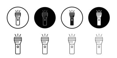 Flashlight torch icon logo sign set outline vector