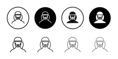 man in wearing a keffiyeh icon logo sign set outline vector