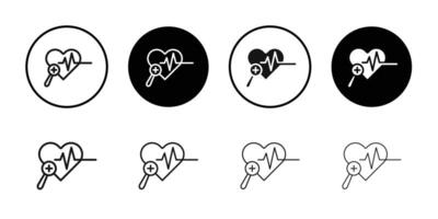 pulse heart check up icon logo sign set outline vector