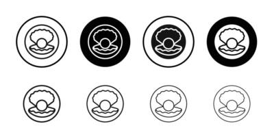 Sea shell with pearl icon logo sign set outline vector