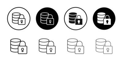 Secure Data base icon logo sign set outline vector