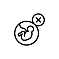 Abortion of fetus icon Black and white outline vector