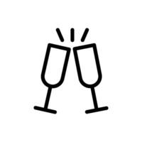 Champagne toast icon Black and white outline vector