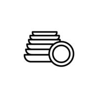 Clean stack plates icon Black and white outline vector