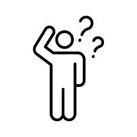 Confusing man icon Black and white outline vector
