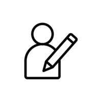 Edit user icon Black and white outline vector