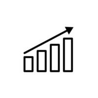 Increase chart icon Black and white outline vector