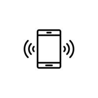 Mobile phone vibrating icon Black and white outline vector
