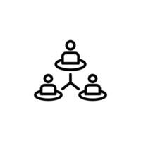 Modern teamwork icon Black and white outline vector