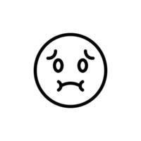 Nauseated emoji icon Black and white outline vector