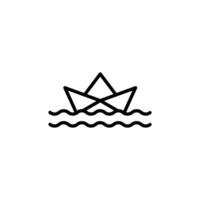 Paper boat icon Black and white outline vector