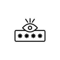 Password security icon Black and white outline vector