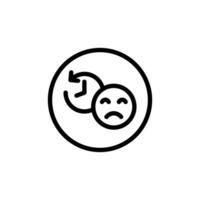 Regret expression icon Black and white outline vector