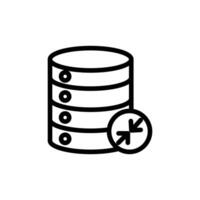 Shrink database icon Black and white outline vector