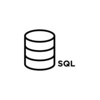 SQL server icon Black and white outline vector