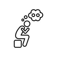 Thinking icon Black and white outline vector
