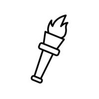 Torch flame icon Black and white outline vector