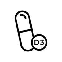 Vitamin D3 icon Black and white outline vector
