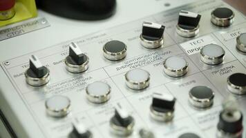 Control Panel Equipped with Various Knobs and Switches for Media Equipment Functionality. Stock Clip video