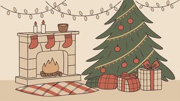 Vertical Christmas Background. cozy holiday backdrop with rustic ornaments and warm lights vector
