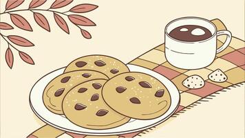 Sugar Dusted Chocolate Chip Cookies with Seasonal Backdrop vector