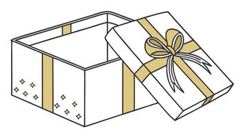 A white box with a gold bow on top vector