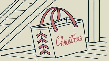 Tote With Christmas Handwritten on the Side in an Attic vector